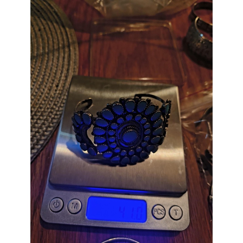 Vintage Sterling Silver Native American Zuni Needlepoint Cuff Bracelet Gorgeous - Picture 9 of 10